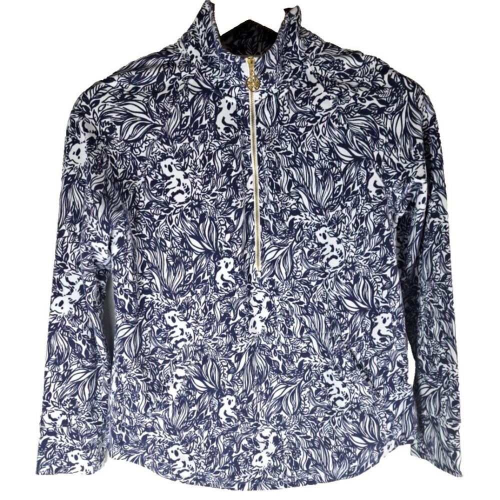 Womens Lilly Pulitzer Jacket UPF 50 Skipper Popover High Tide Navy Koalas S